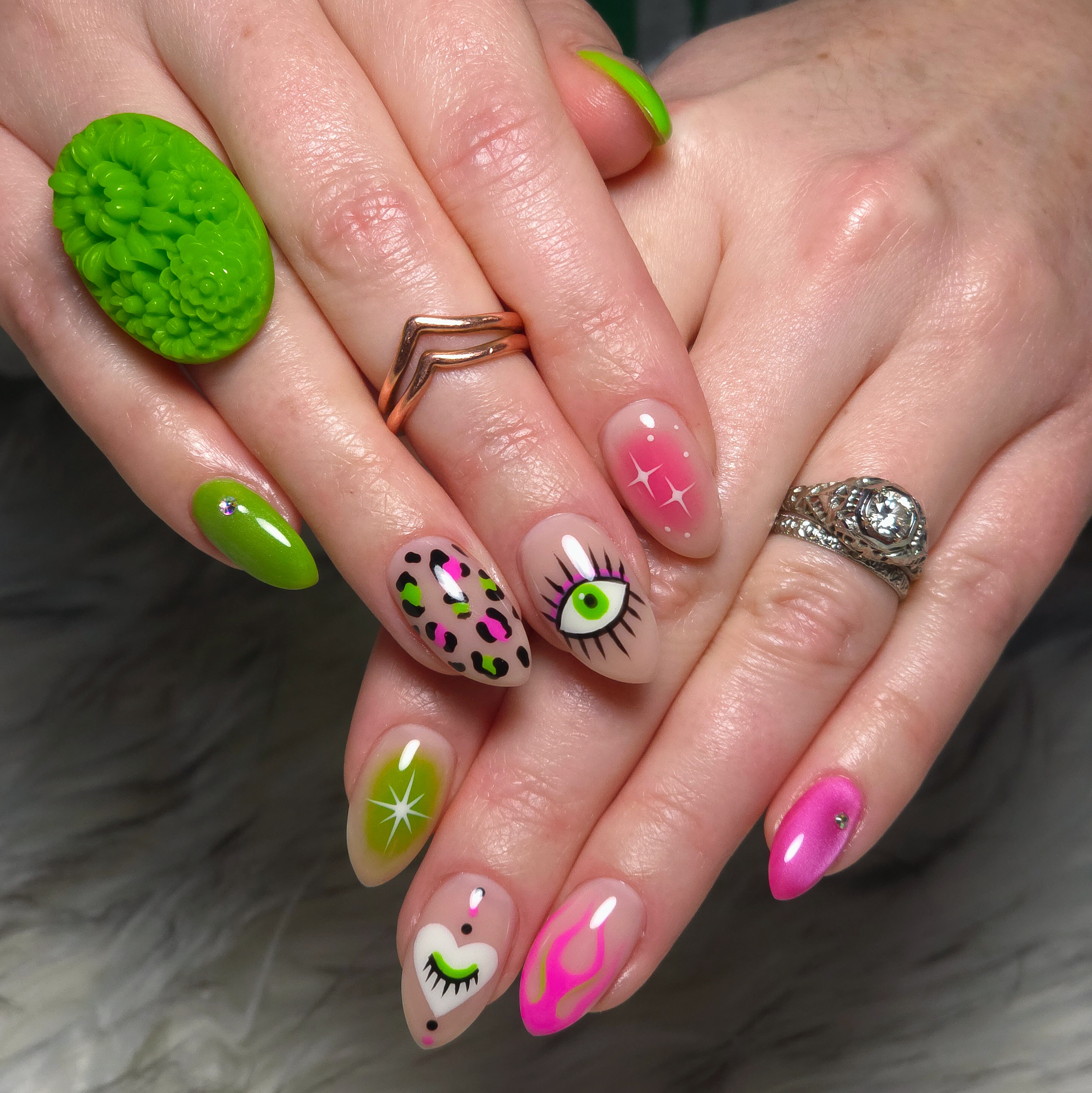 Detailed structured gel nail work